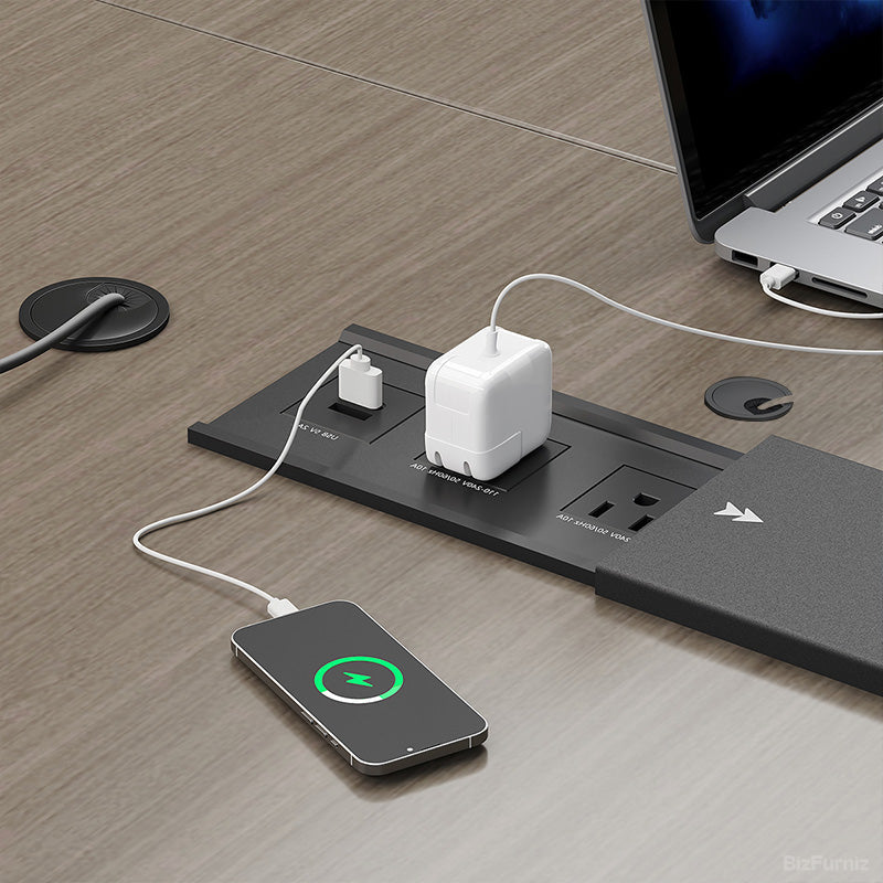 Built-In Cable Management & Charging Box