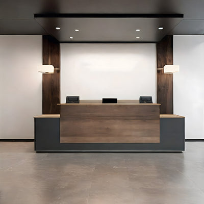 Two-Tone Reception Desk 63–157 in Wide, Lockable