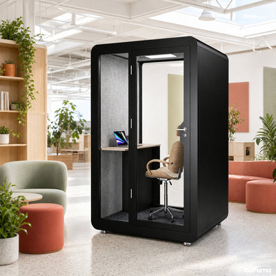 Office Booth 41–79 in Wide with Outlets & USB