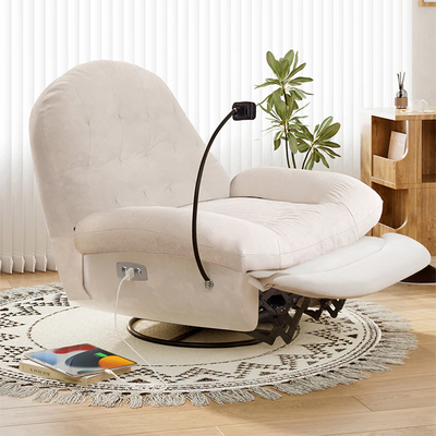 Electric Velvet Recliner with Swivel & USB Port