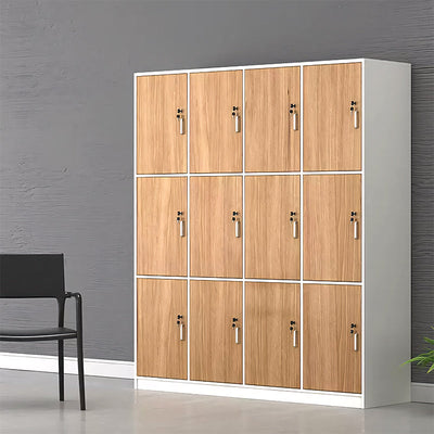 Wooden Locker Cabinet with 2–16 Lockable Doors