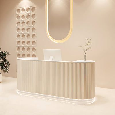 Fluted Reception Desk 63–142 in Wide, LED Strip