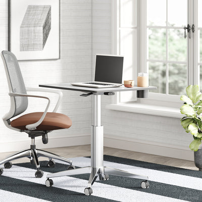 Mobile Sit-Stand Desk 28 in Wide with USB Ports