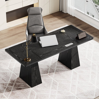 Black Office Desk 63 in Wide with Built-In Power