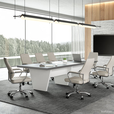 Conference Table 118 in Long with Trapezoid Legs