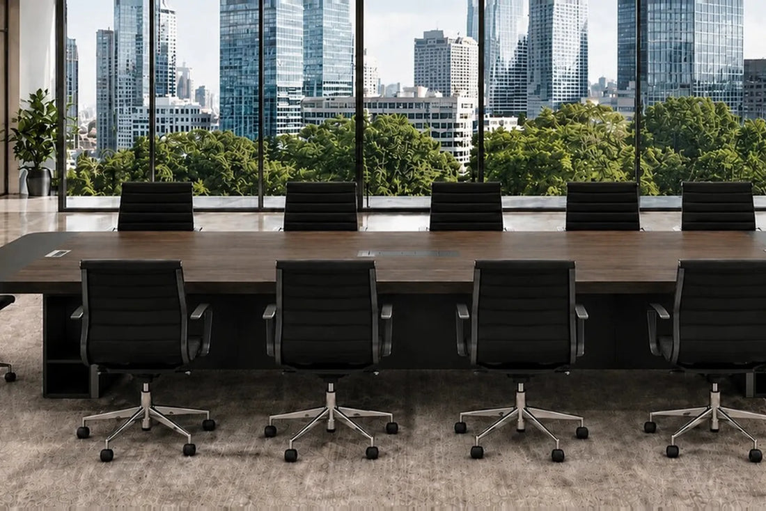 Illustrative view for conference table size by seat count