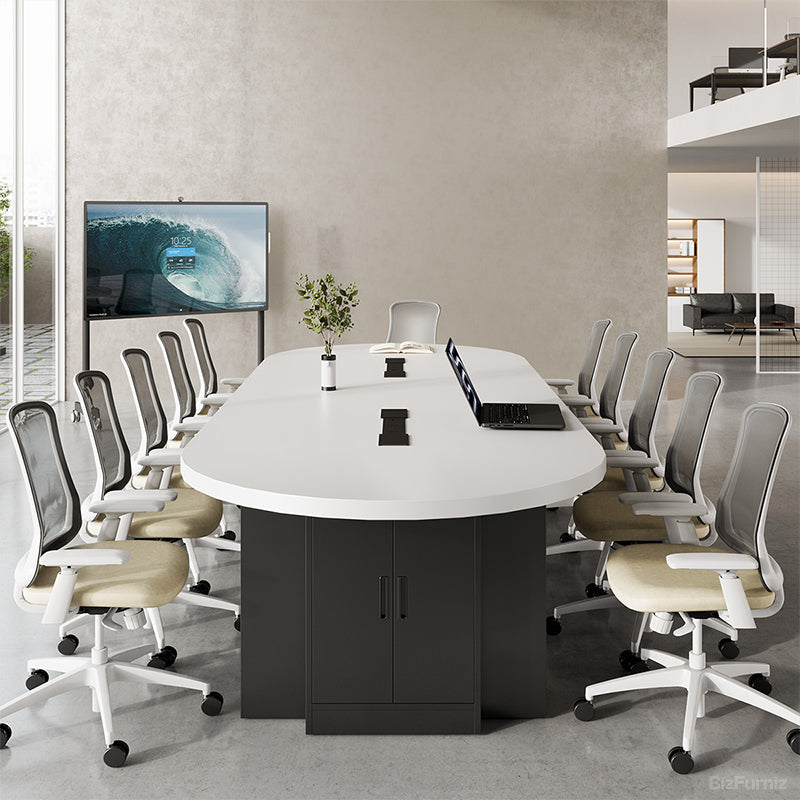 Oval Conference Table with Integrated Cable Management for 10-16 People product view 3