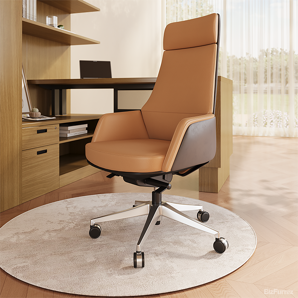 Executive Elegance: The Ultimate High-Back Leather Office Chair product view 2