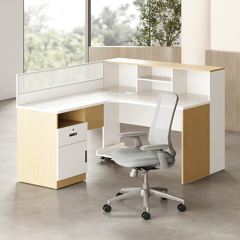 47" L-shaped Office Desk with Cable Management and Lockable Drawer product view 3