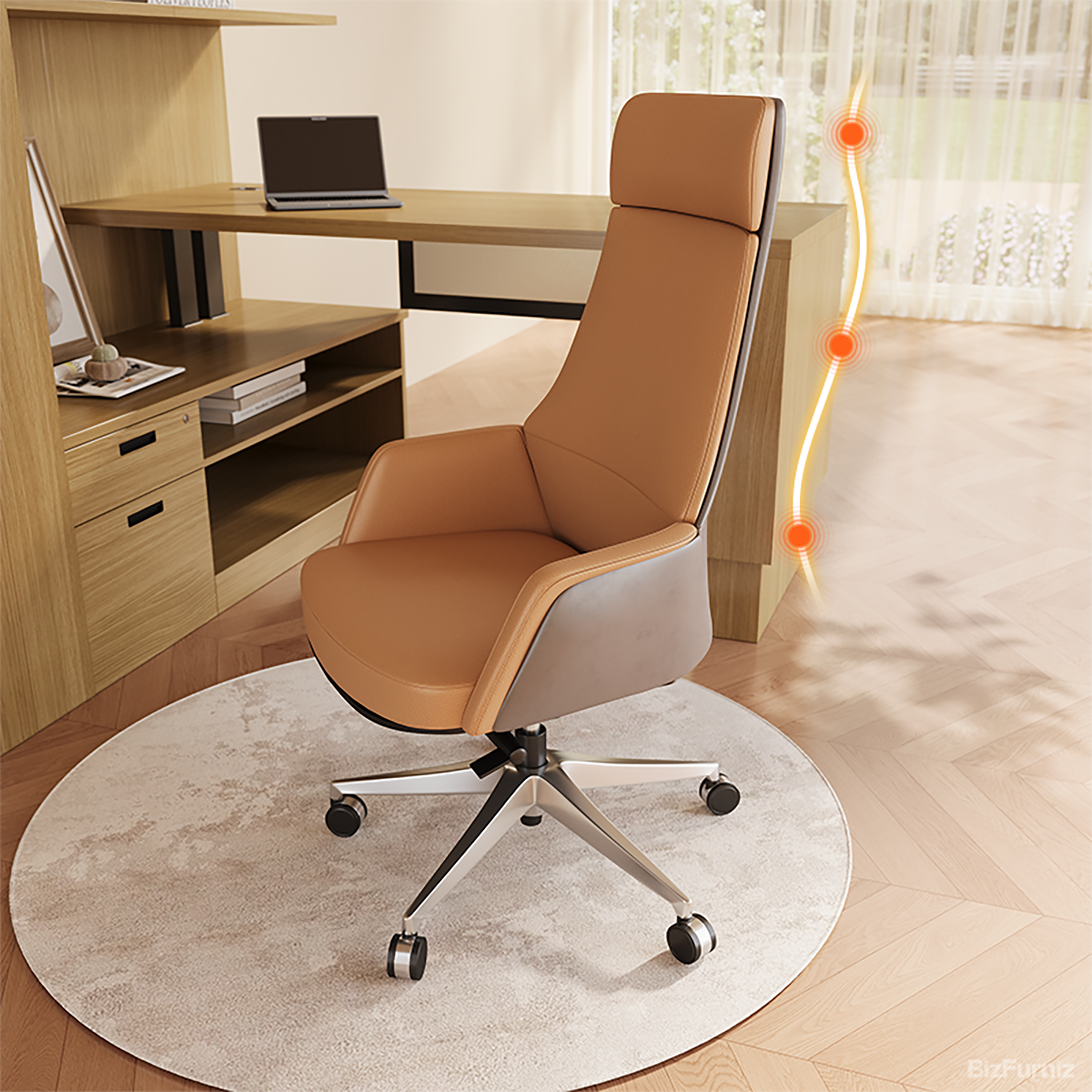 Executive Elegance: The Ultimate High-Back Leather Office Chair product view 3