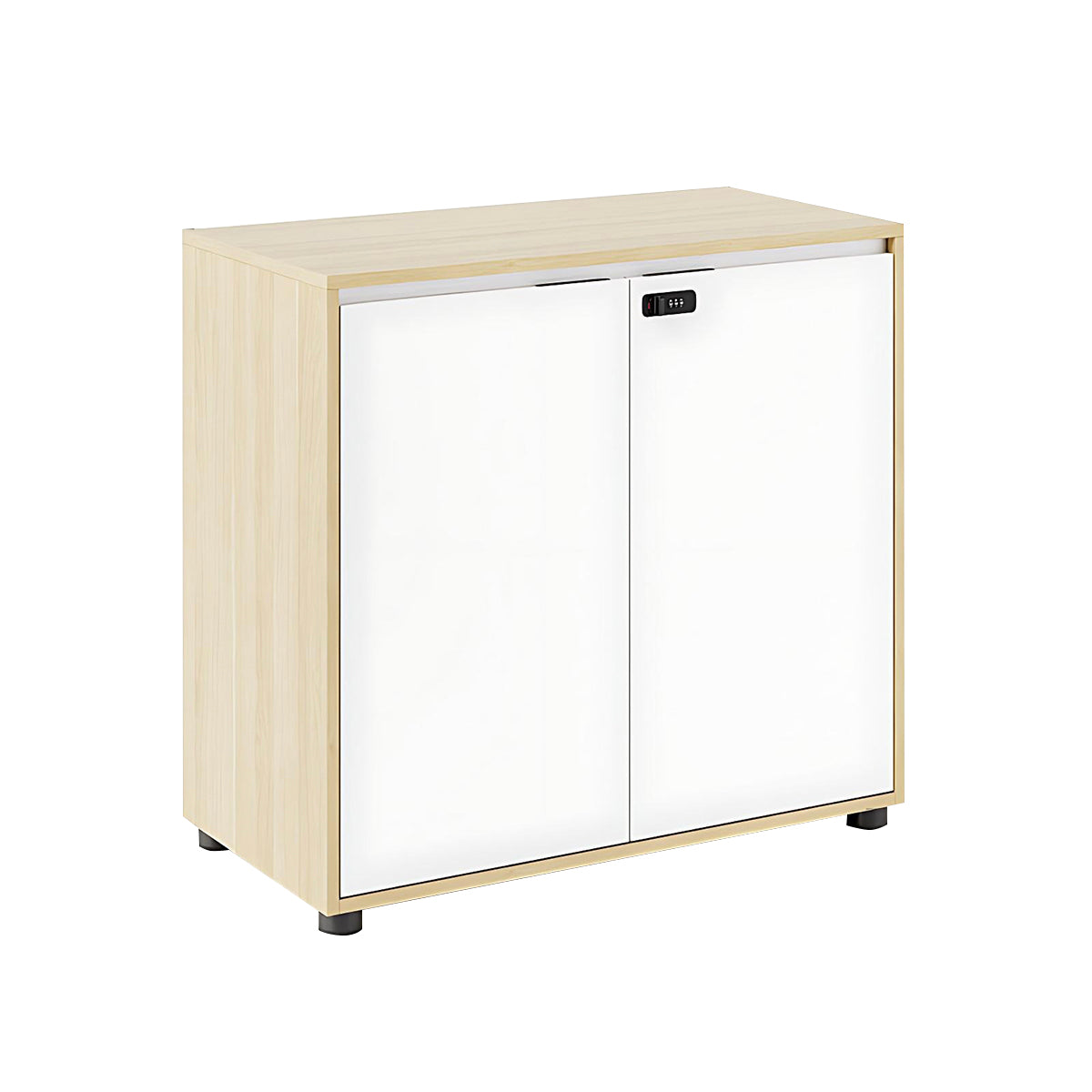 Storage Cabinet, Wood Grain & White Low Cabinet, Wood Grain & White finish, L31" x W16" x H30", for office storage space, office storage furniture