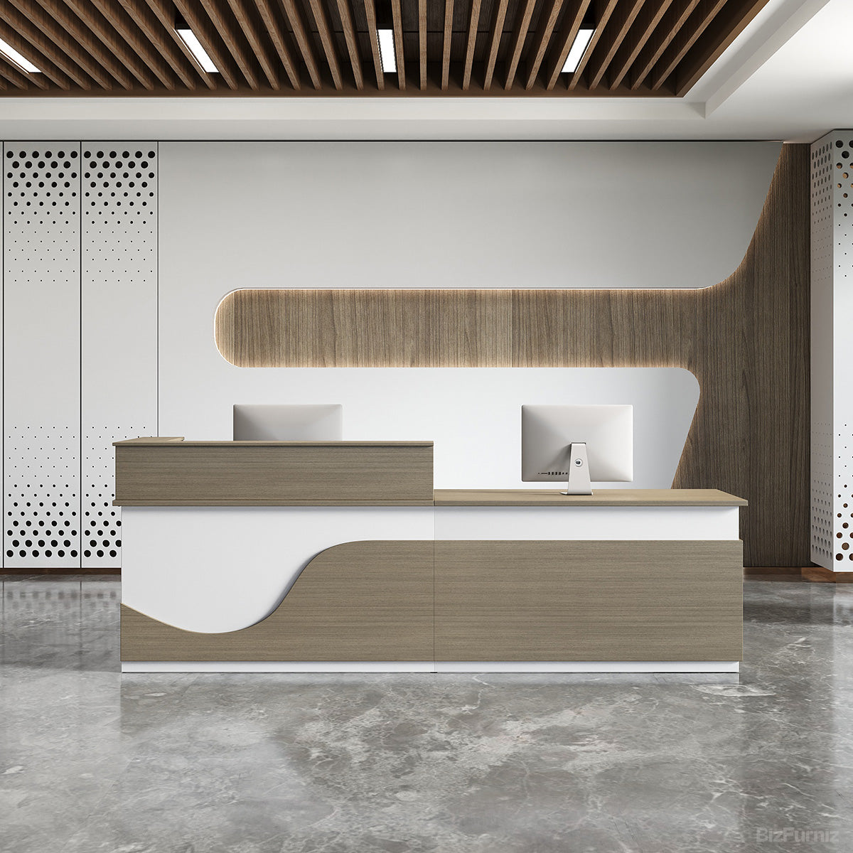 Reception Desk 71–79 in Wide with Raised Counter