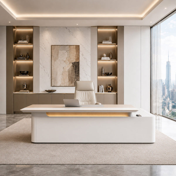 Executive Desk with Cable Management, LED Lighting and Left Return product view 3