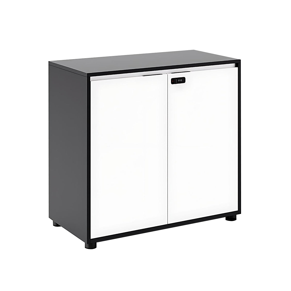 Storage Cabinet, Dark Gray & White Low Cabinet, Dark Gray & White finish, L31" x W16" x H30", for office storage space, office storage furniture