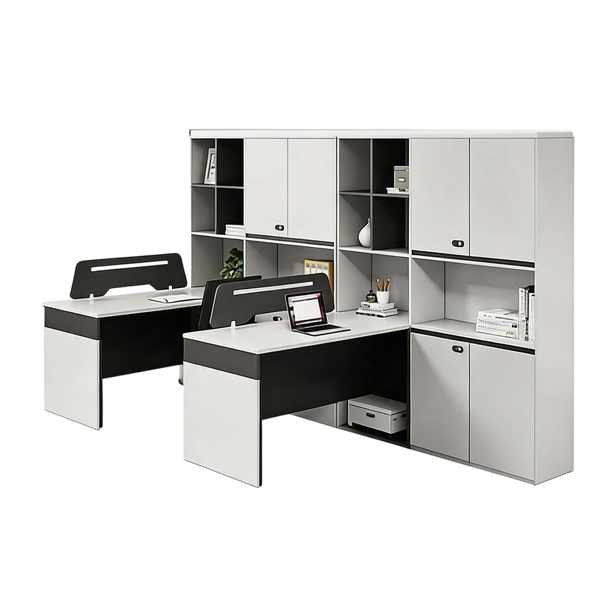 Anzhap office desk with generous file cabinet, desktop and workspace layout