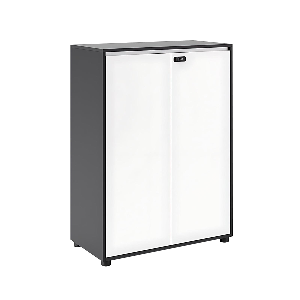 Storage Cabinet, Dark Gray & White Tall Cabinet, Dark Gray & White finish, L31" x W16" x H43", for office storage space, office storage furniture