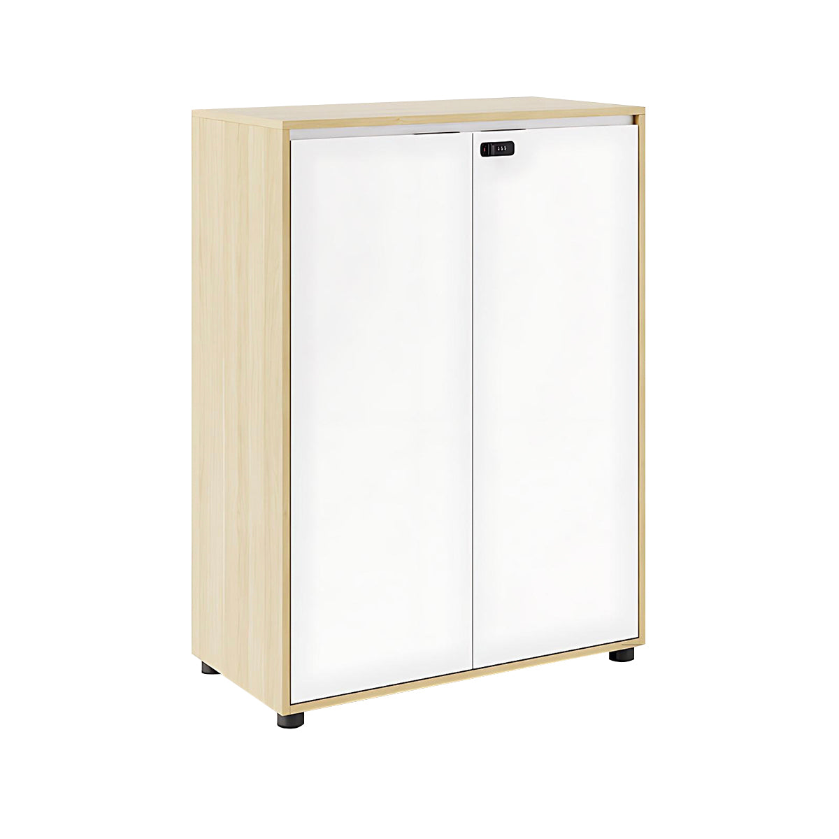 Storage Cabinet, Wood Grain & White Tall Cabinet, Wood Grain & White finish, L31" x W16" x H43", for office storage space, office storage furniture