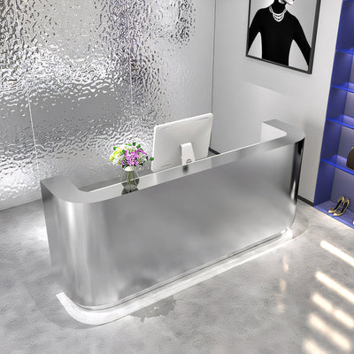 Steel Reception Desk 39–110 in Wide, LED Logo