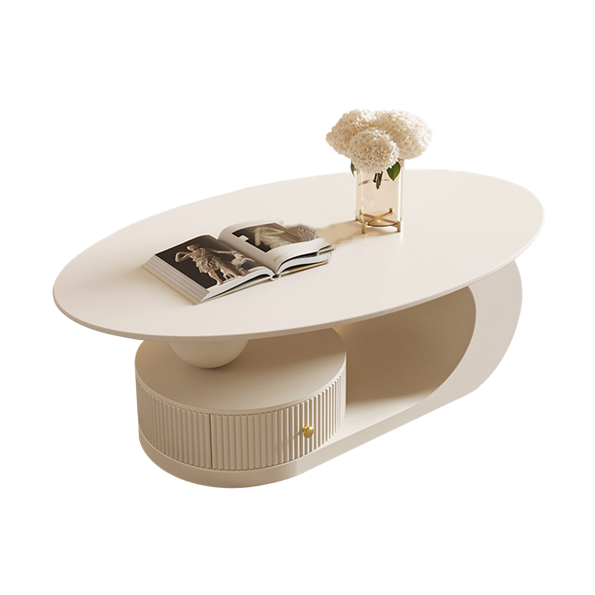 Oval Sintered-Stone Coffee Table 39–51 in Wide