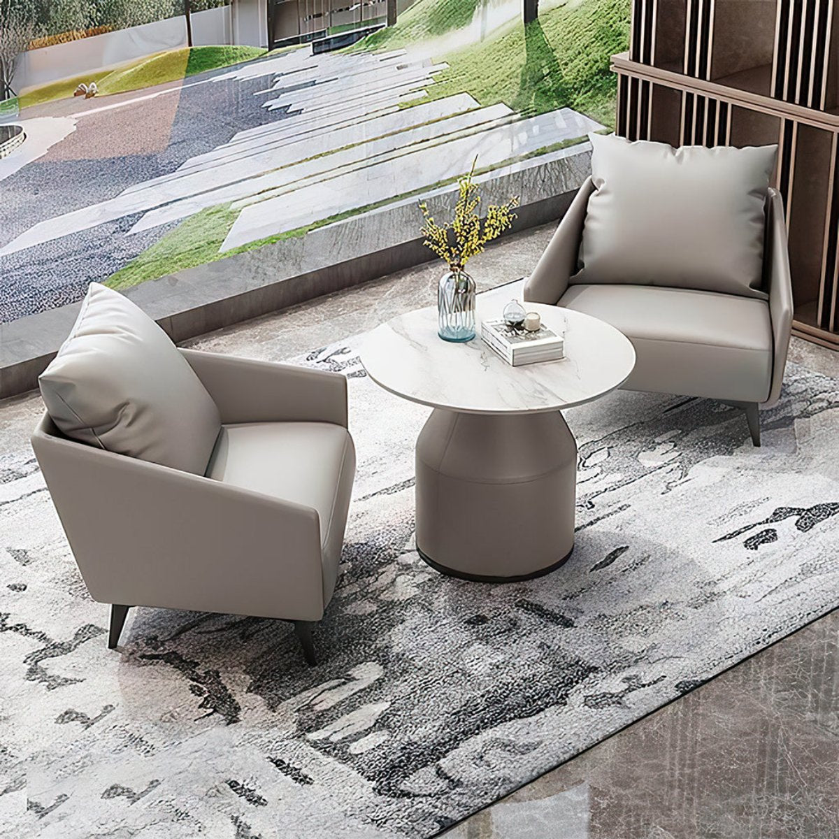Two-Chair Reception Set with Stone-Top Table