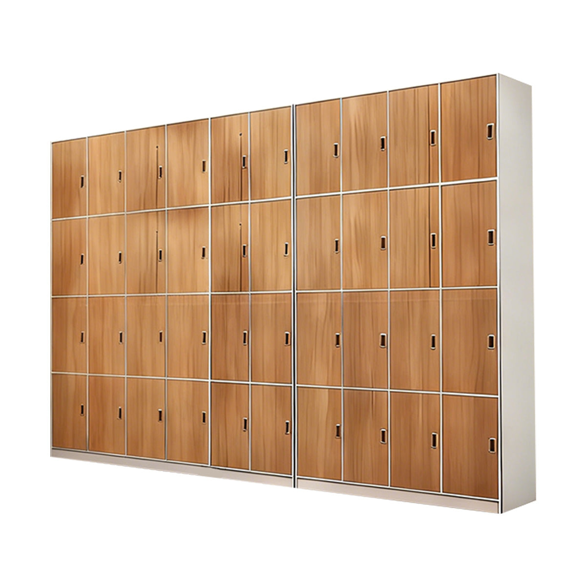 Storage Cabinet-2, Natural Without Shoe Layer customizable, Natural finish, L140" x W16" x H66", for office storage space, office storage furniture