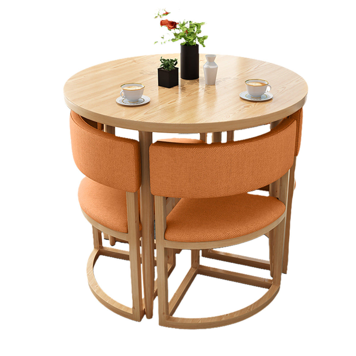 4-Seater Reception 31" Table and Chair Set with Space-Saving Design