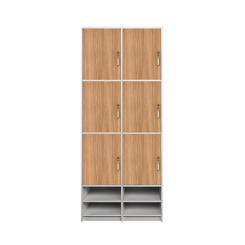 Storage Cabinet-2, Natural With Shoe Layer 3 levels 2 columns 6 doors, Natural finish, for office storage space, office storage furniture