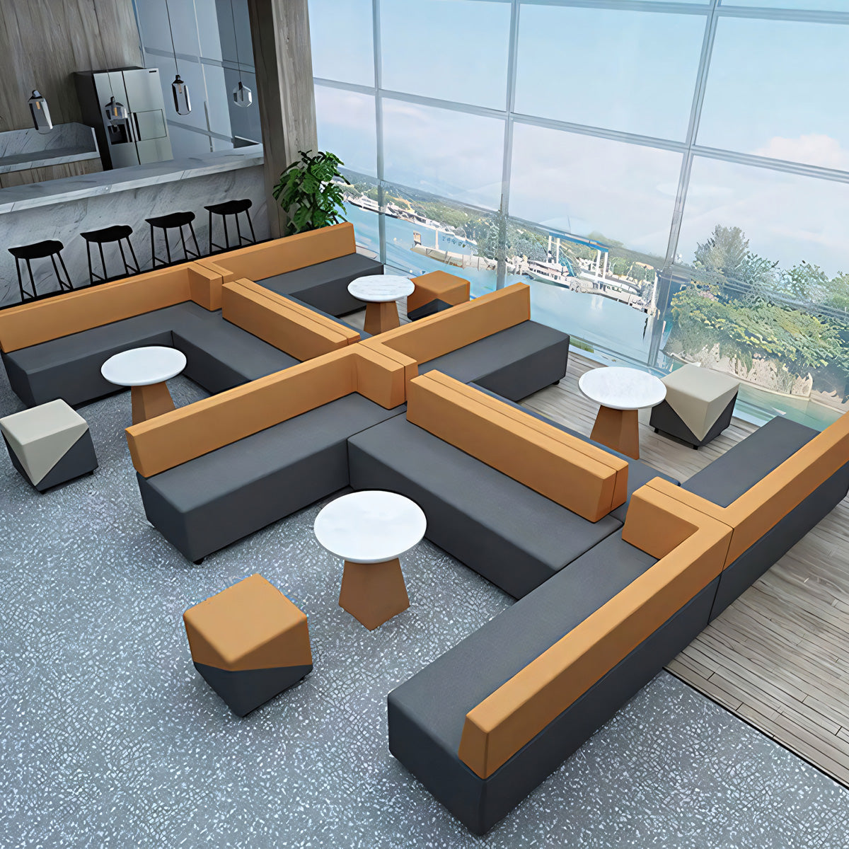 Sofa, product detail view, for reception area or front office, commercial reception furniture