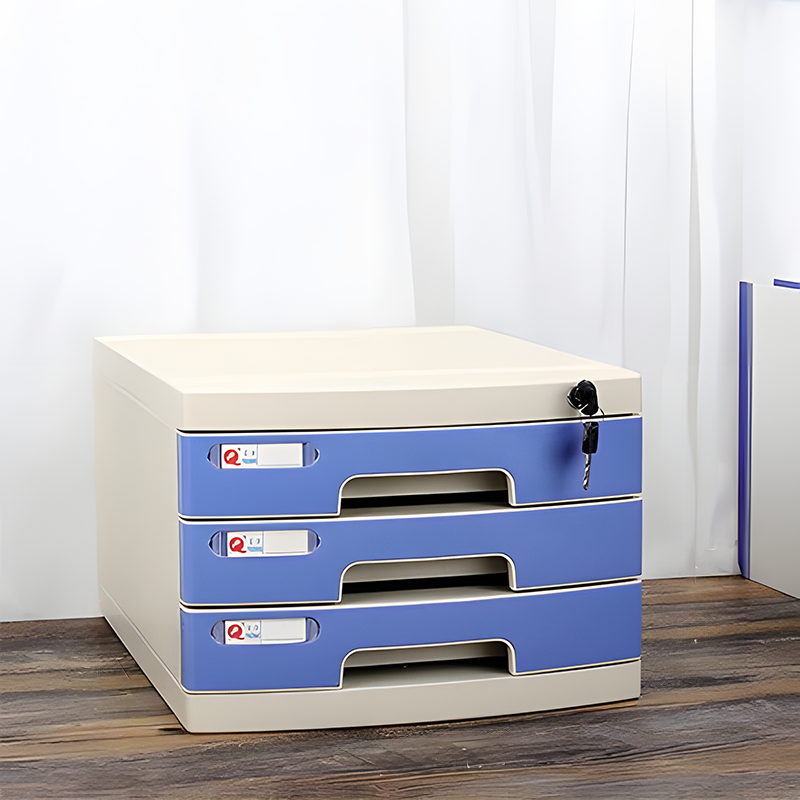 File Cabinet, Small 3 layers Blue, Blue finish, for executive office workspace, modern executive office furniture