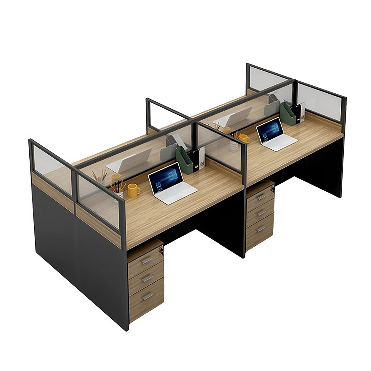 Modern Minimalist Office Desk – Two-Tone Office Workstation with Cable Management – source image 25