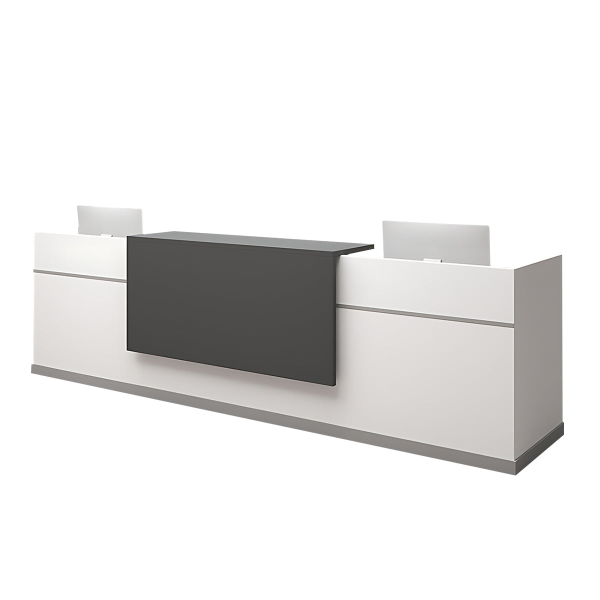 Straight Reception Desk 59–157 in Wide, Two-Tone