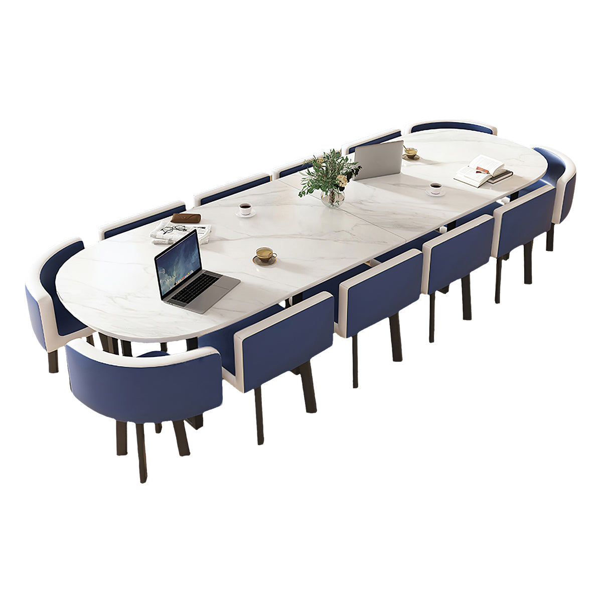 Minimalist Oval Conference Table and Chair Set for Meeting Room – source image 22