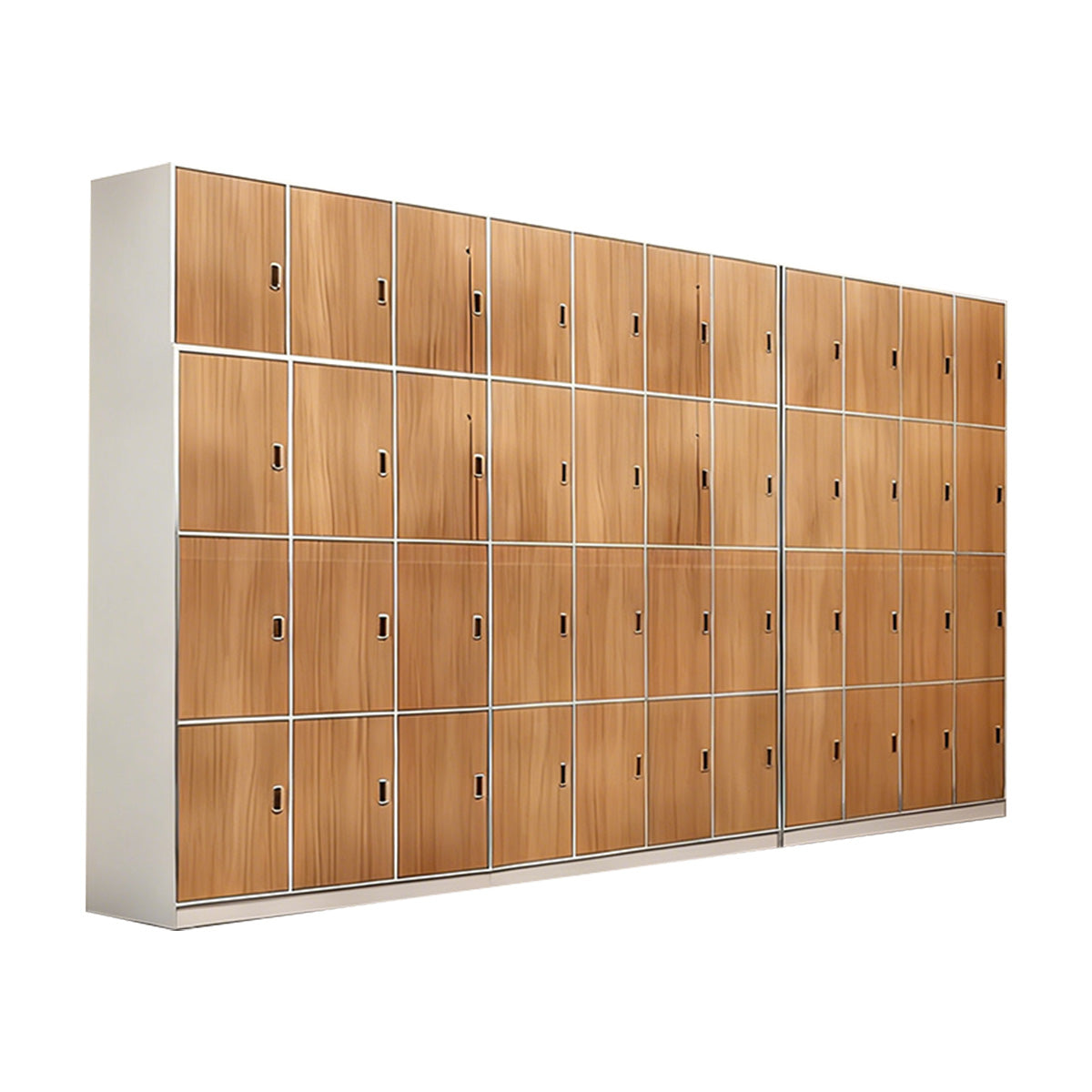 Storage Cabinet-2, Natural Without Shoe Layer customizable, Natural finish, L165" x W16" x H66", for office storage space, office storage furniture