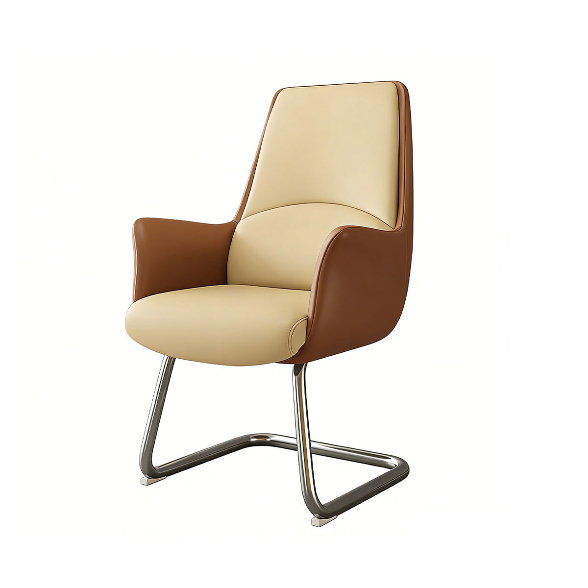 Office Chair, Light Brown & Cream, Light Brown & Cream finish, L20" x W24" x H41", for meeting room or boardroom, modern boardroom furniture