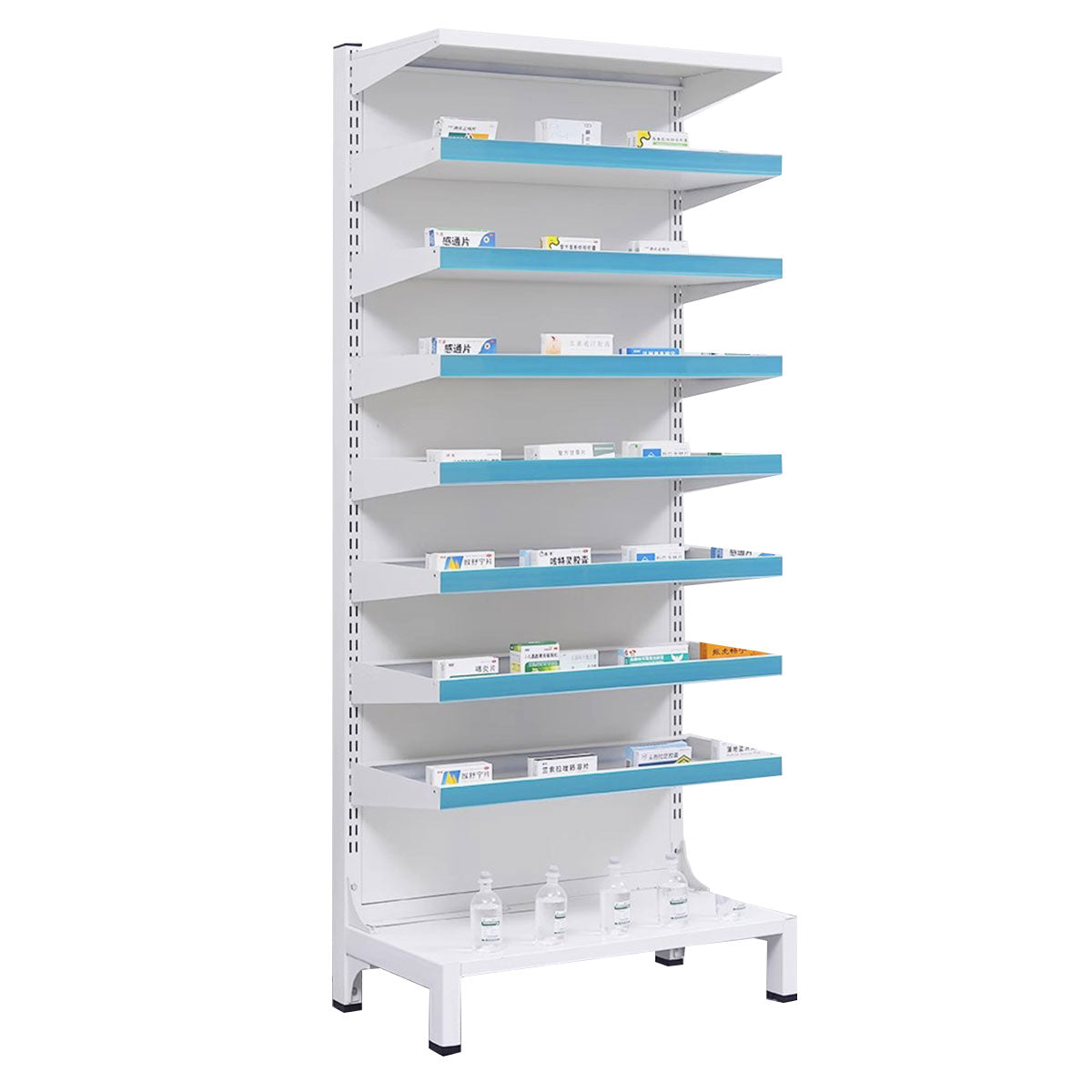 Modern Open-Style Steel Pharmacy Shelf with Doorless Design