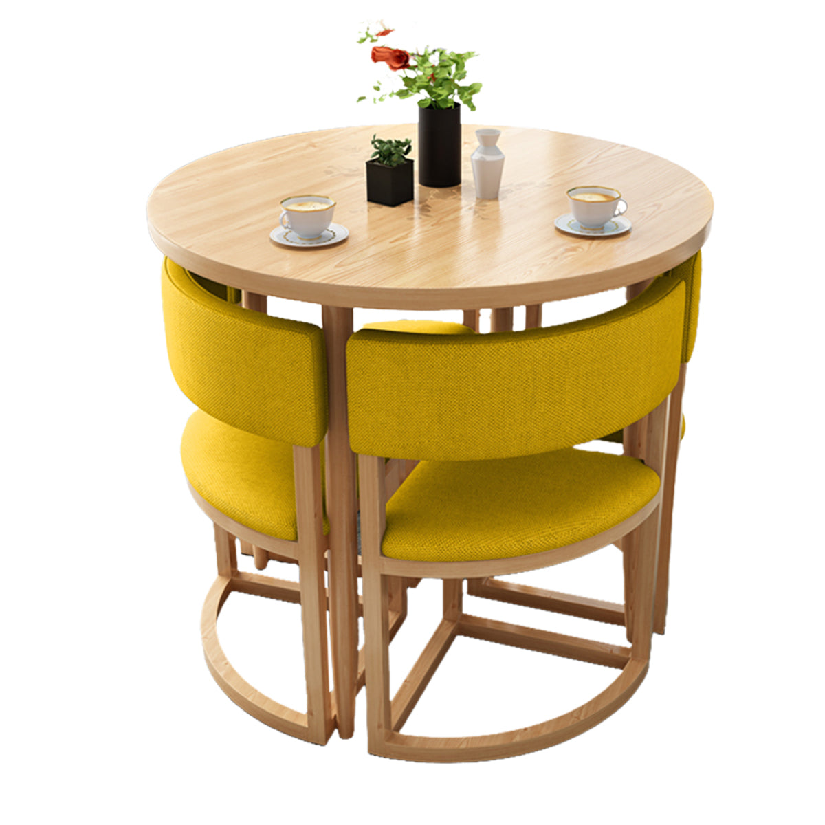 4-Seater Reception 31" Table and Chair Set with Space-Saving Design