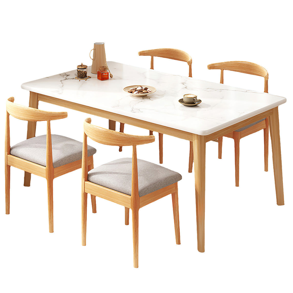 Dining Table with Backrest, Solid Wood & Space-Saving for Dining Room