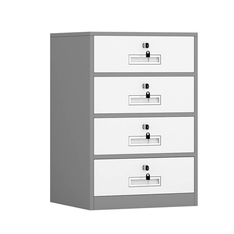 File Cabinet, 4 Drawer Low Cabinet Grey over white, Grey Over White finish, L17" x W15" x H26", for office workspace, executive office furniture