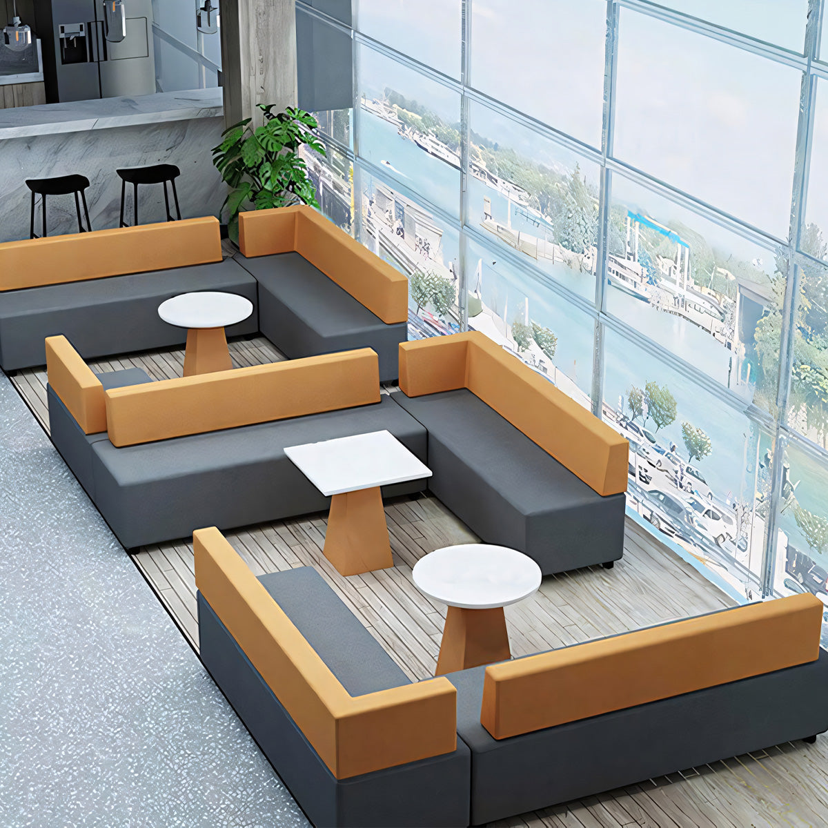 Sofa, product detail view, for reception area or front office, commercial reception furniture