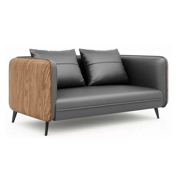 Sofa, Dark Gray Leather L51" × W30" × H30" sofa, Dark Gray finish, for reception area or front office, commercial reception furniture
