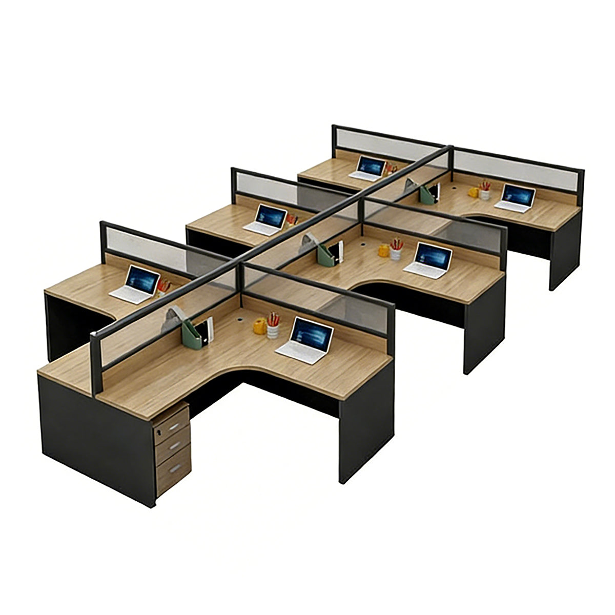 Modern Minimalist Office Desk – Two-Tone Office Workstation with Cable Management – source image 26