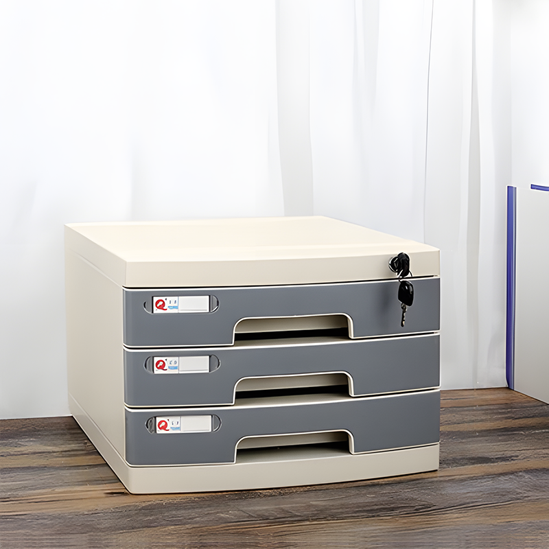 File Cabinet, Small 3 layers Grey, Grey finish, for executive office workspace, modern executive office furniture