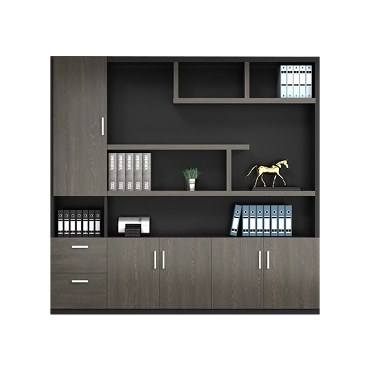 Two-Tone L-Shaped Executive Desk 71–118 in Wide