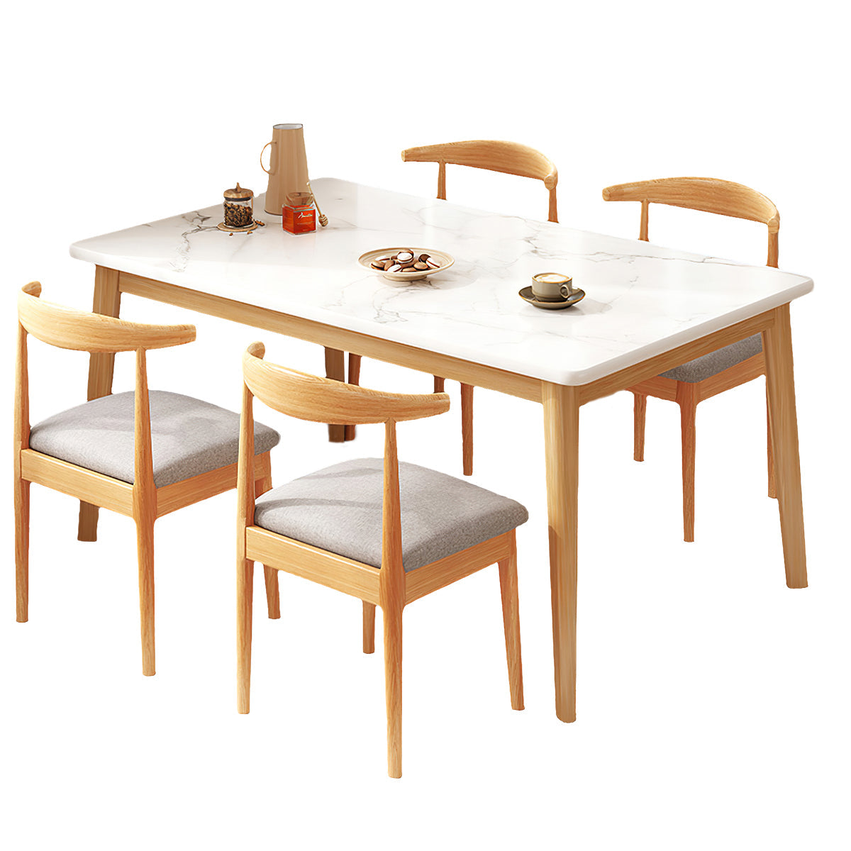 Dining Table with Backrest, Solid Wood & Space-Saving for Dining Room