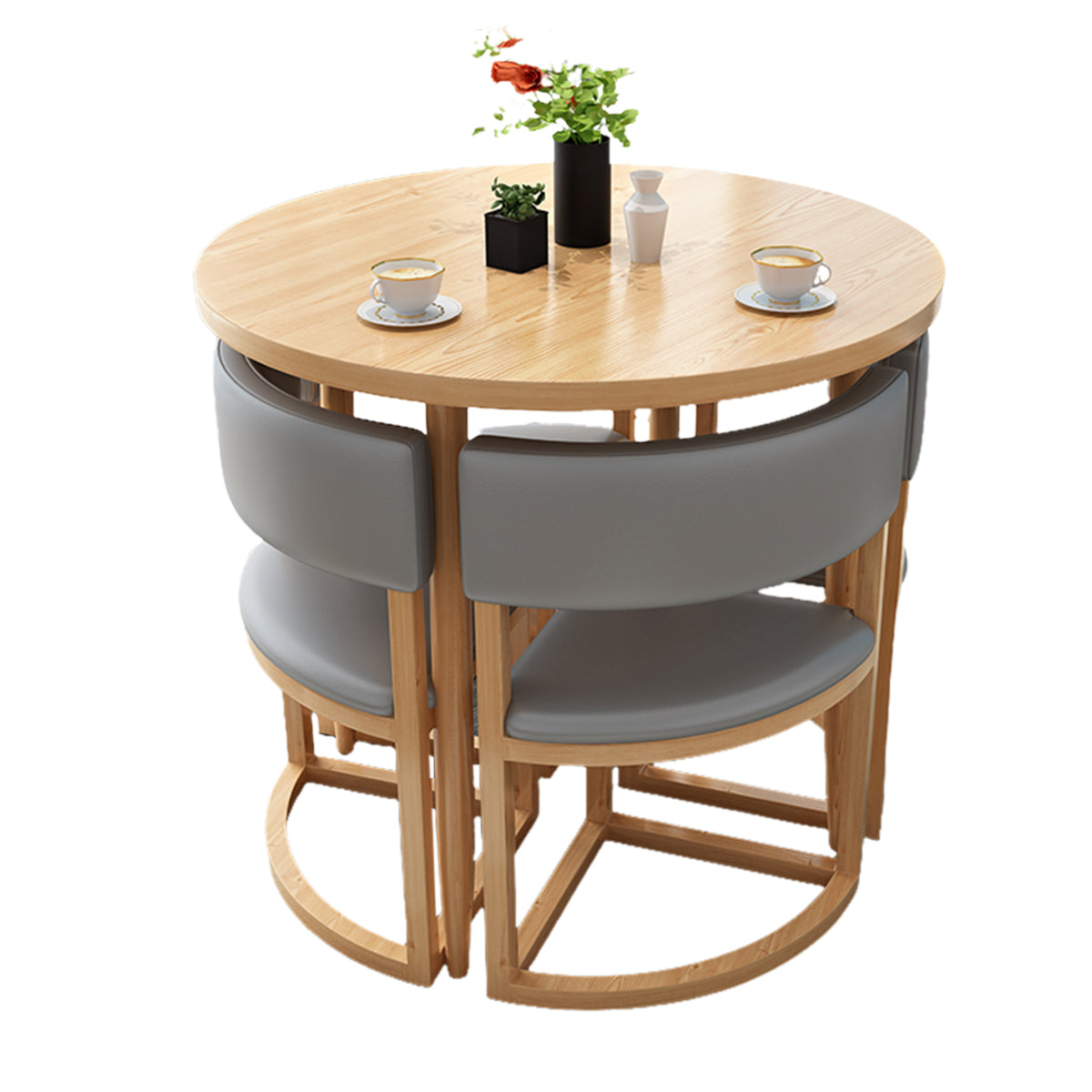 4-Seater Reception 31" Table and Chair Set with Space-Saving Design