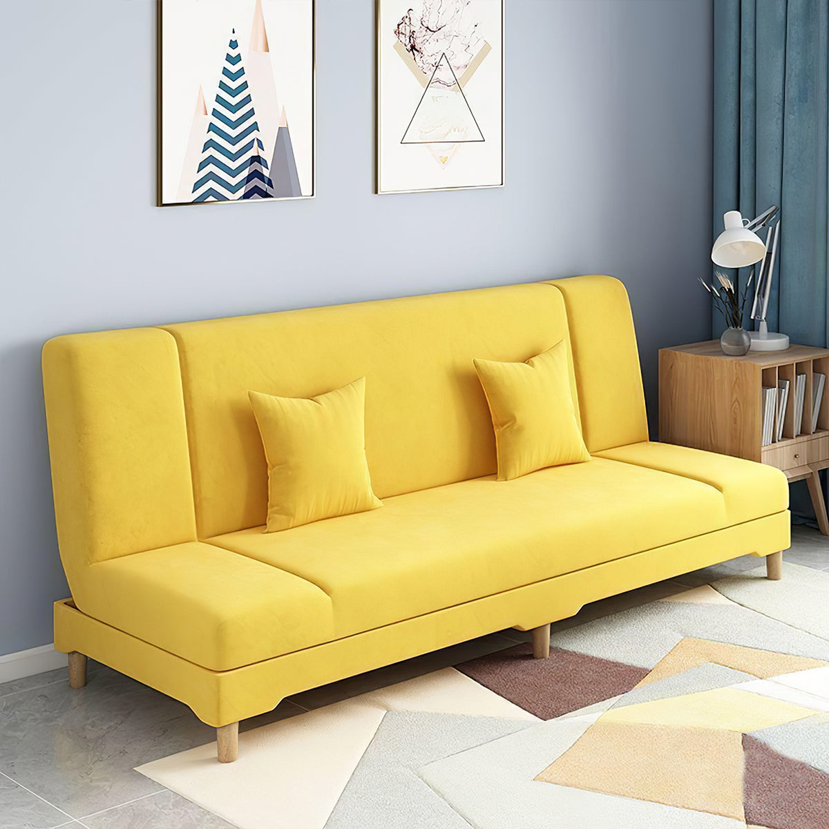 Sleeper sofa detail close-up with folding design