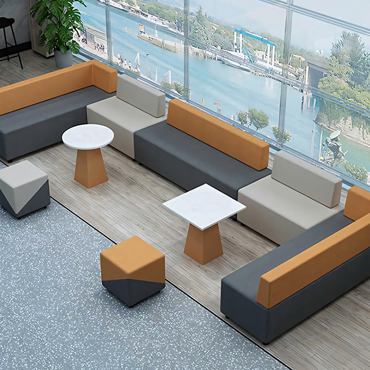 Sofa, product detail view, for reception area or front office, commercial reception furniture