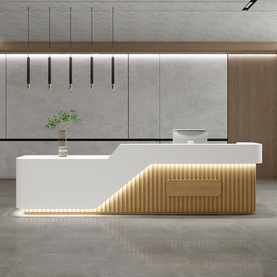 Slatted Reception Desk 47–142 in Wide with LED