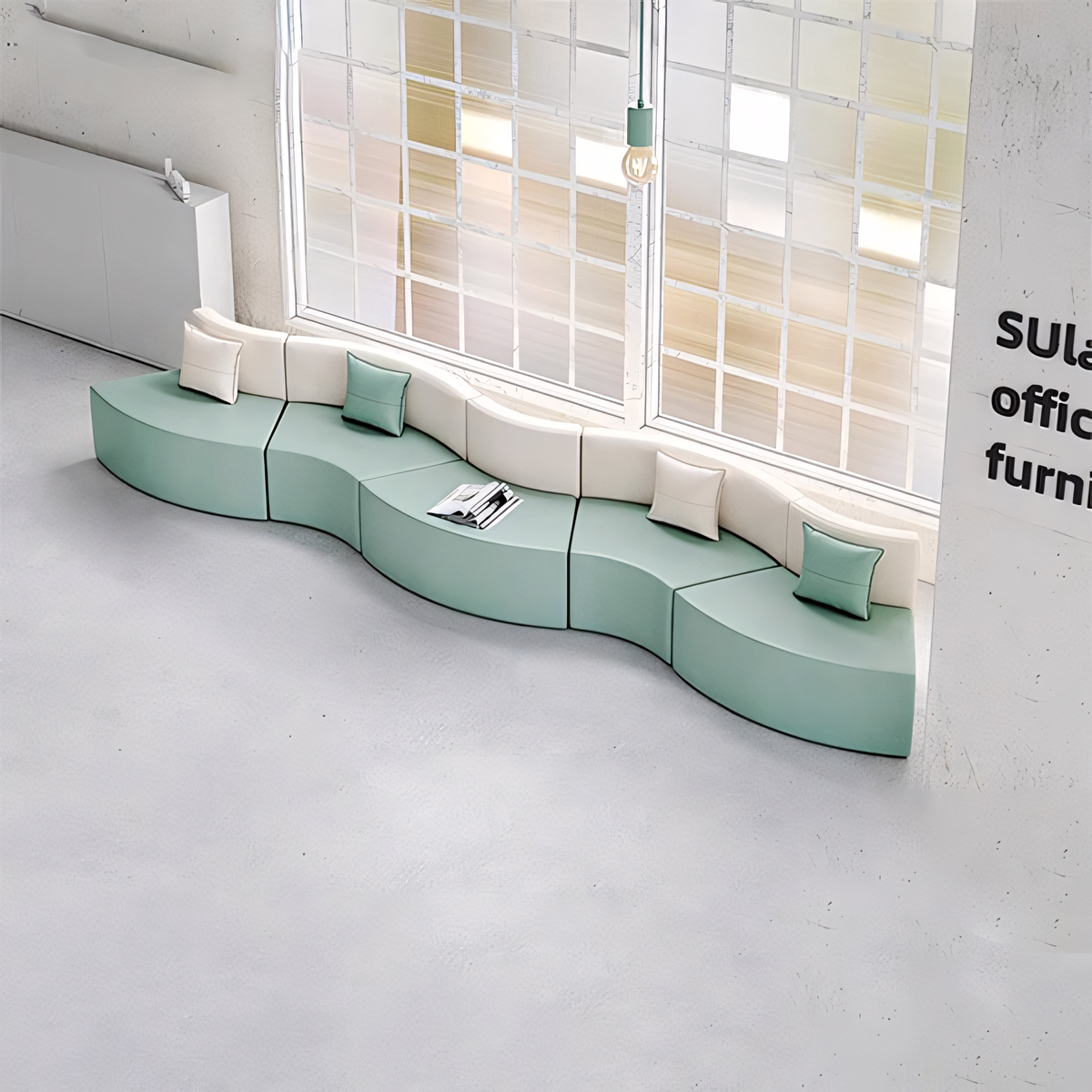 Sofa, product detail view, for lounge or waiting area, modern commercial office furniture