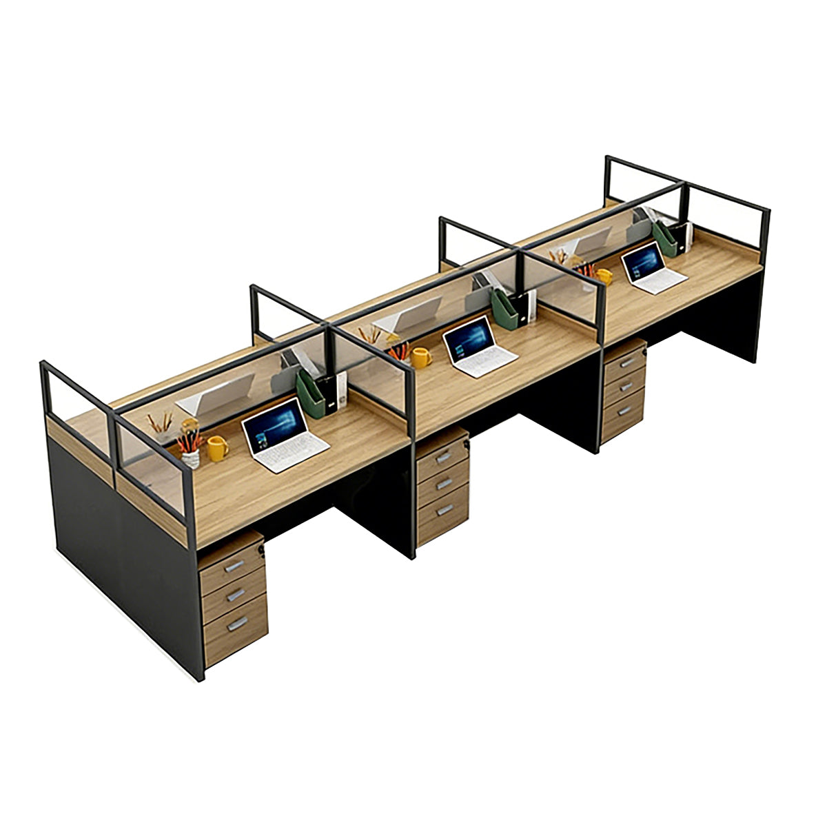Modern Minimalist Office Desk – Two-Tone Office Workstation with Cable Management – source image 27